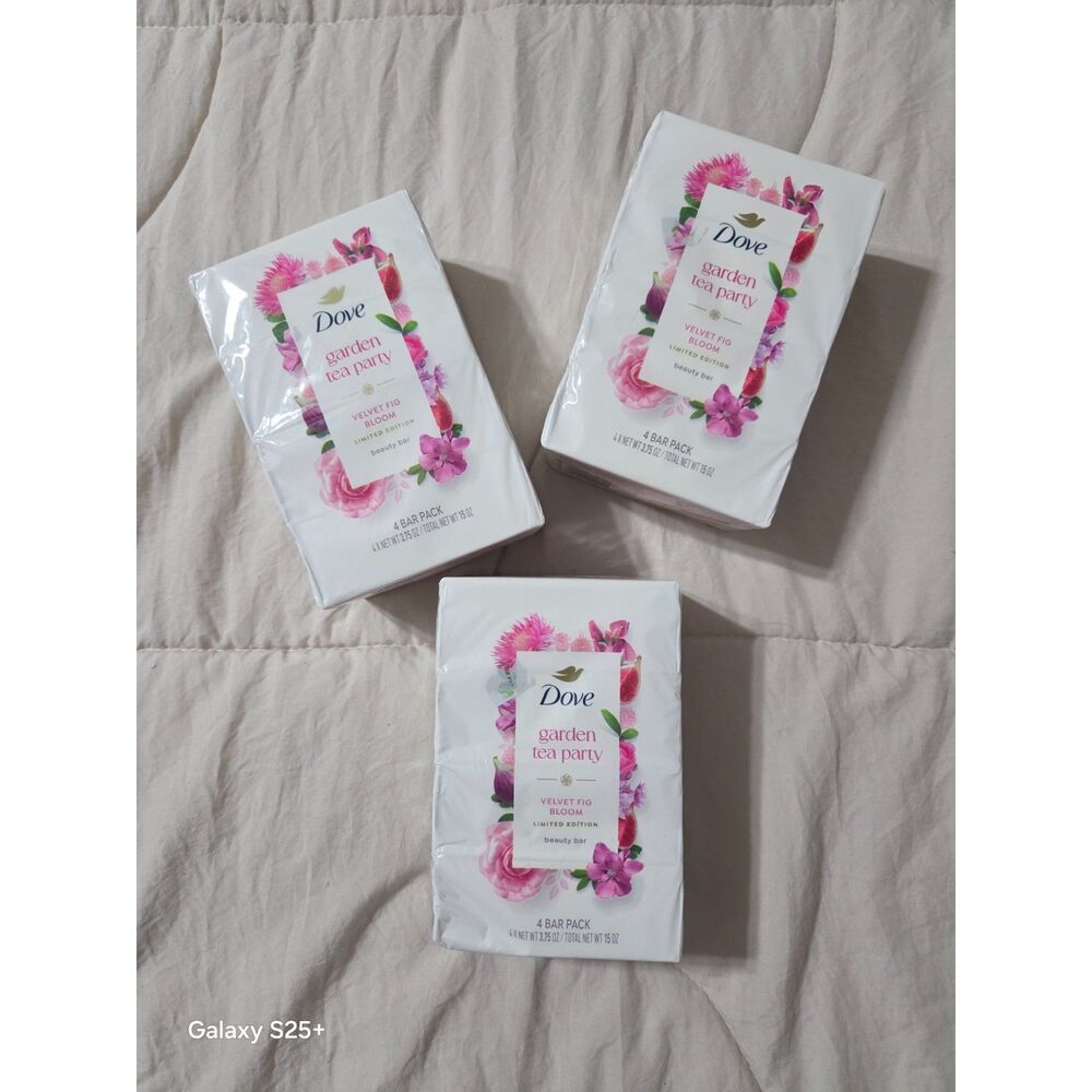 Dove Limited Edition Garden Tea Party Velvet Fig Bloom bar soap packs (3)